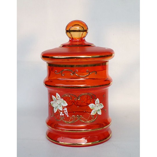 Toples Jar Kristal Bohemia Crystal Boro Doff Orange Oranye