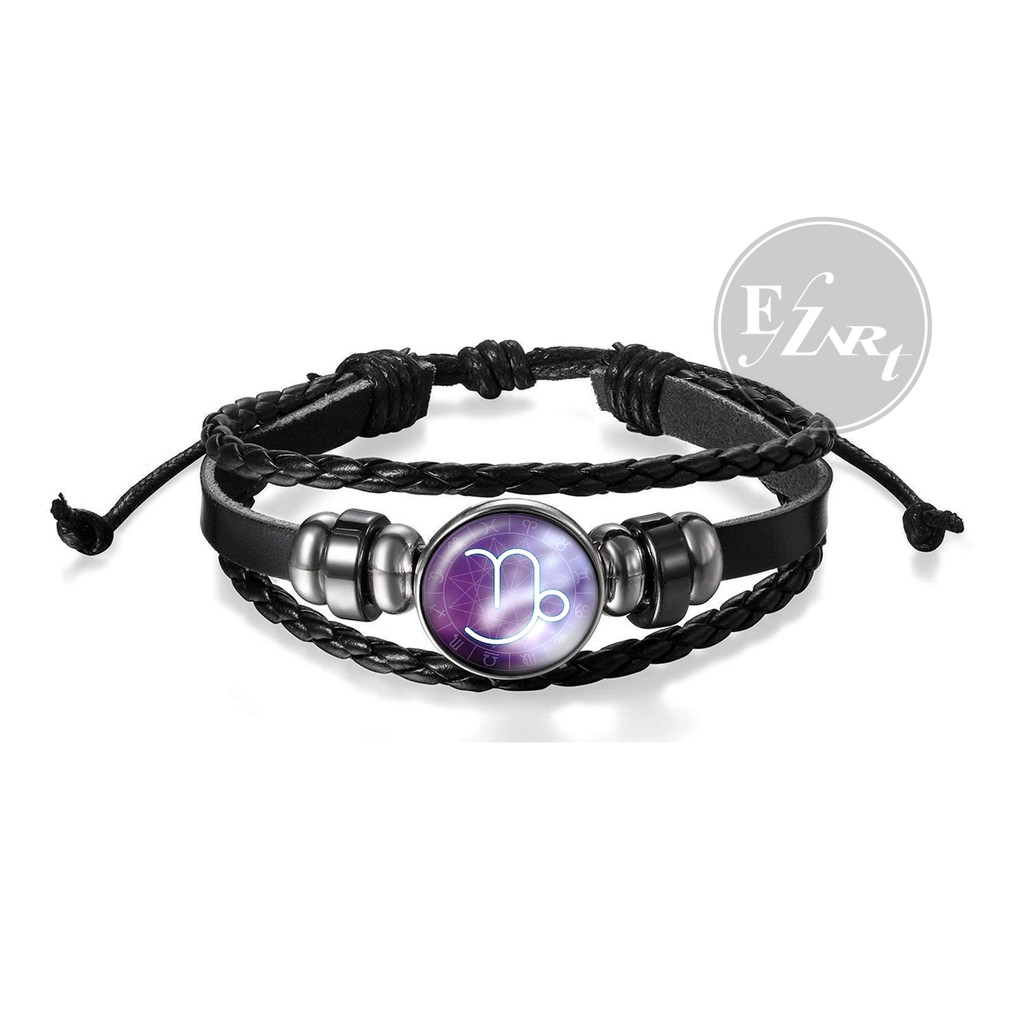 MODEL TERBARU GELANG ZODIAK 12 KONSTELASI BATU MATA KACA BAHAN KULIT KEPANG MULTILAYER