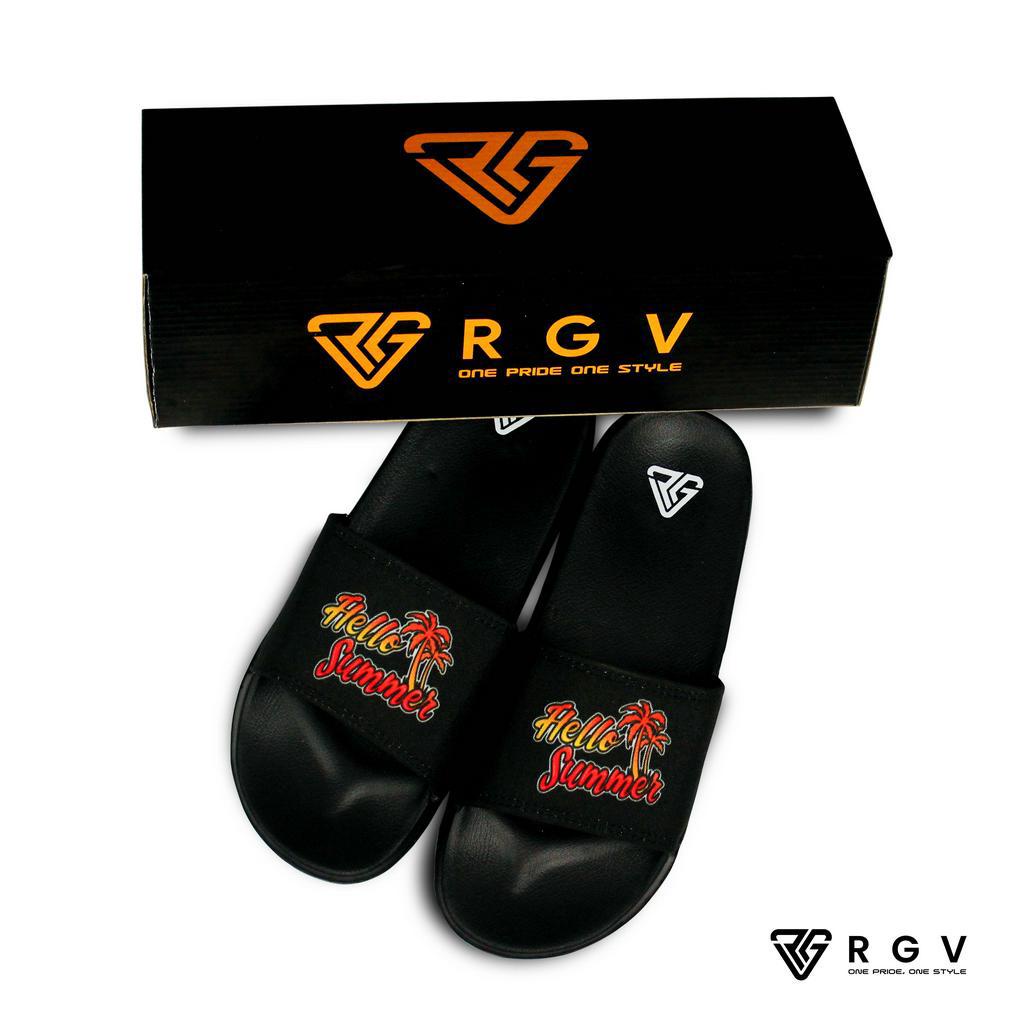 RGV - SANDAL PRIA DAN WANITA SLIDE SLIP ON SENDAL ANTI LICIN RINGAN SELOP HELLO SUMMER ORANGE