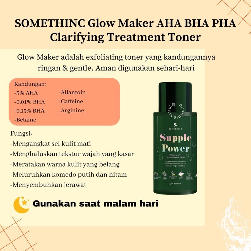 Somethinc Supple Power Toner 40 ml ORIGINAL / Glow Maker AHA BHA PHA Daily Clarifying Treatment Toner 40 ML ORIGINAL / paket toner somethinc