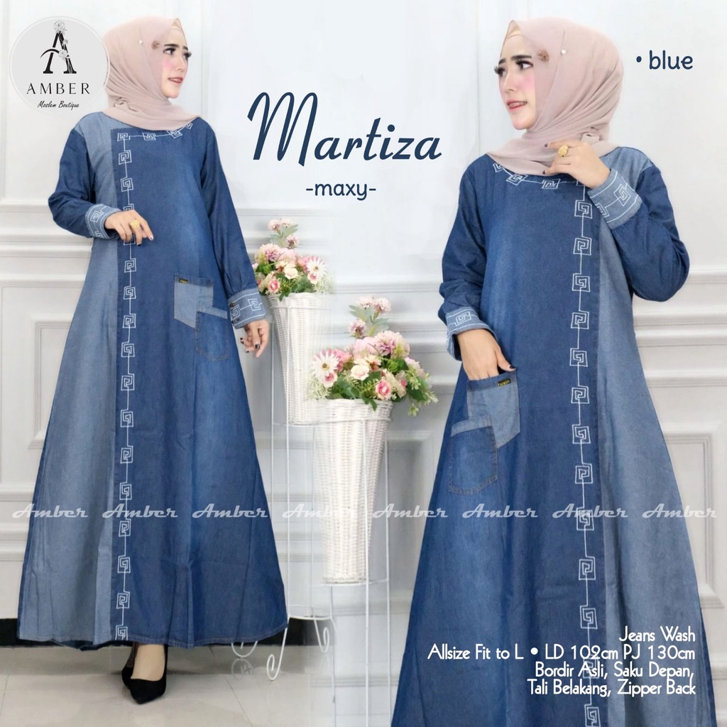 MARTIZA GAMIS MAXY LD 102 CM GAMIS DENIM LEVIS JINS JENS BUSUI PAKAIAN WANITA DRESS MAXY GAMIS JEANS