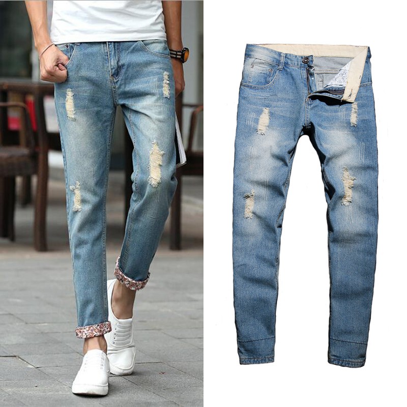 Fashion Pria Celana  Jeans  Slim  Straight  Casual Model  