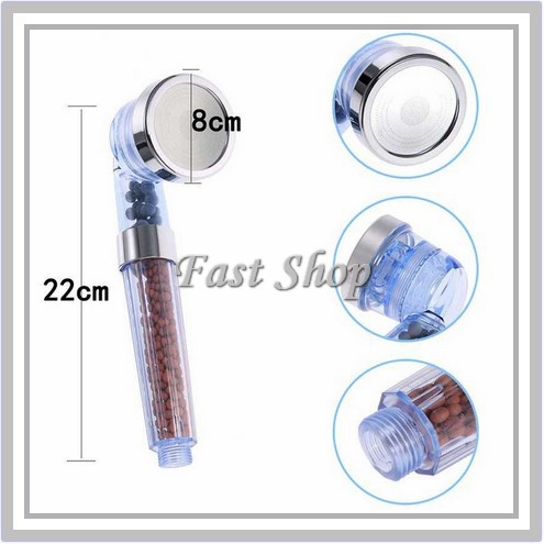 Aerator Shower Head SPA Ionizer Healthy Crystal 3 Mode Selang 140 cm