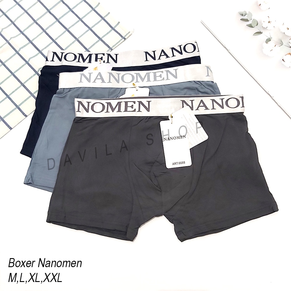 NANOMEN Art 9388 &amp; 6688 | Boxer Pria / Celana Dalam Pria / Mens Underwear 3 PCS - Justisa