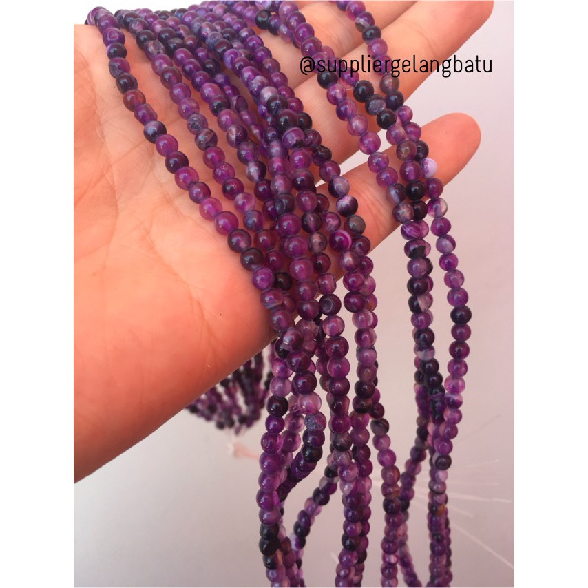 batu kecubung 4mm amethyst ungu akik alam aksesoris fashion craft amethys purple natural original