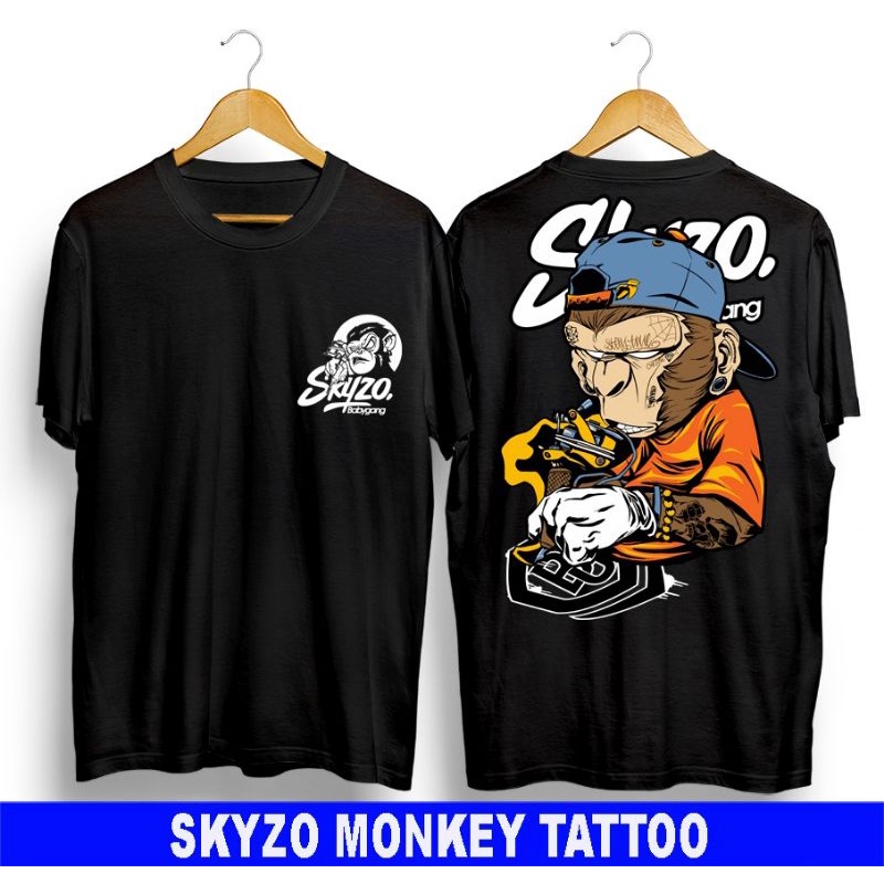 t-shirt baju distro original terbaru kaos skyzo monkey tatto babygang/kaos original skyzo babygang/k
