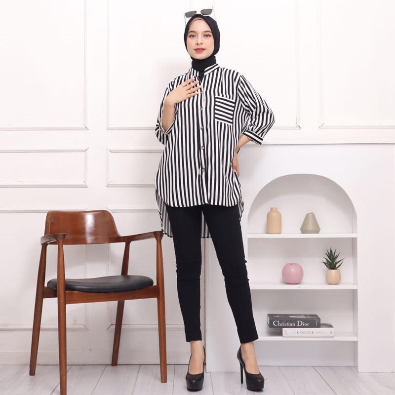 KEMEJA STRIPE SHAKILA HS56/REALPICT