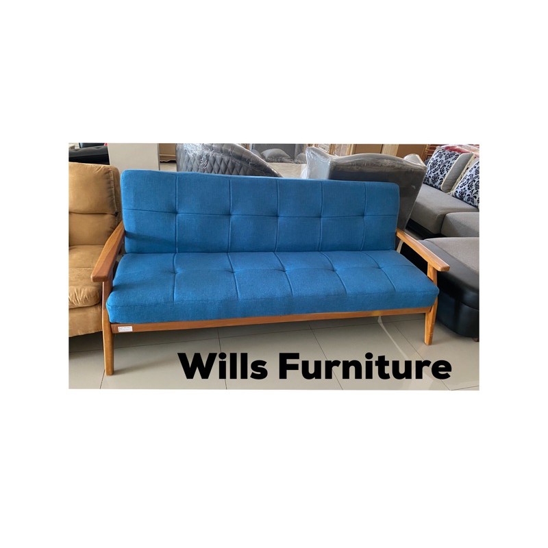 Sofabed kayu warna biru sofa tempat tidur murah makassar