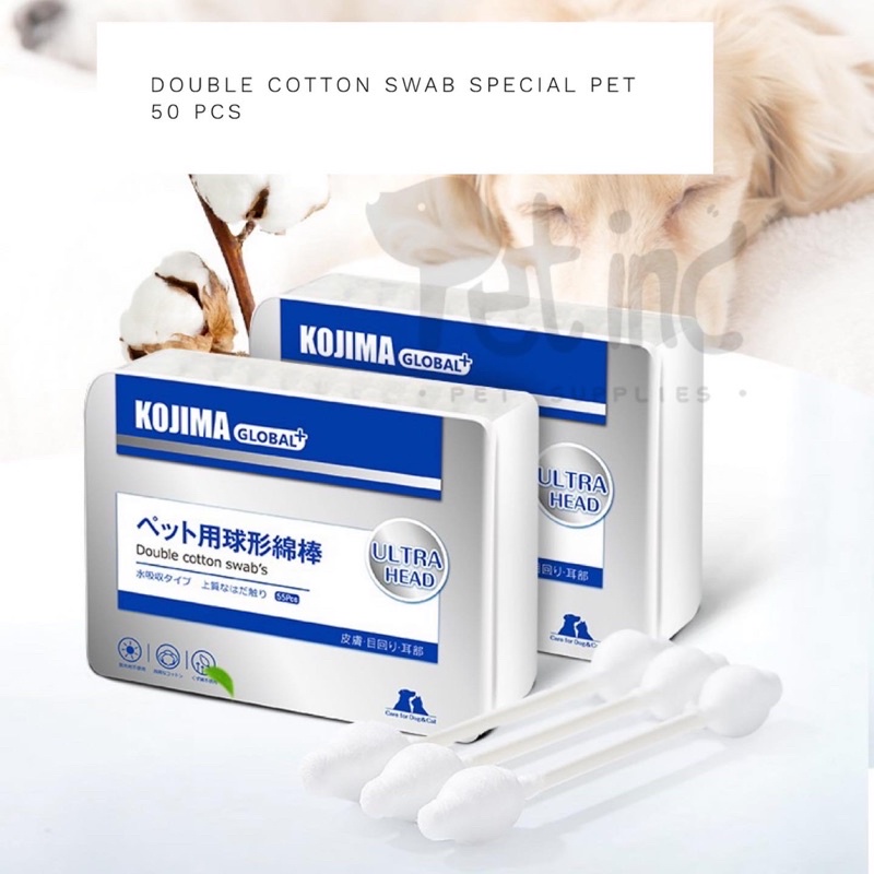 Kojima organic double cotton swab with big head isi 50pcs