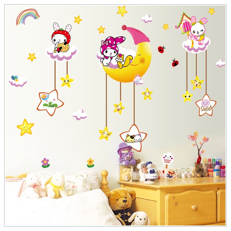 RELIZA WALL STICKER BULAN SABIT SLEPPING GOOD NIGHT AY9258 STIKER DINDING