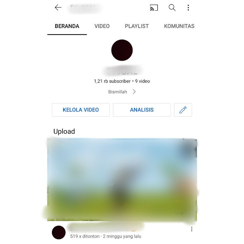 (Terjual) Akun YouTube 1.2k (belum monetisasi)