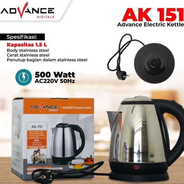 Advance AK-151 Electric Kettle 1,5 Liter Teko Listrik AK151 teko listrik pemanas air