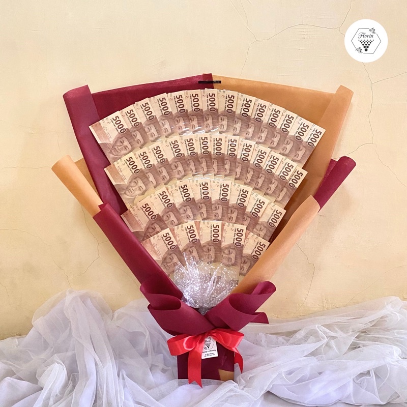buket uang asli pecahan 5000, kado pernikahan, wisuda, ulang tahun, anniversary, wedding, graduation