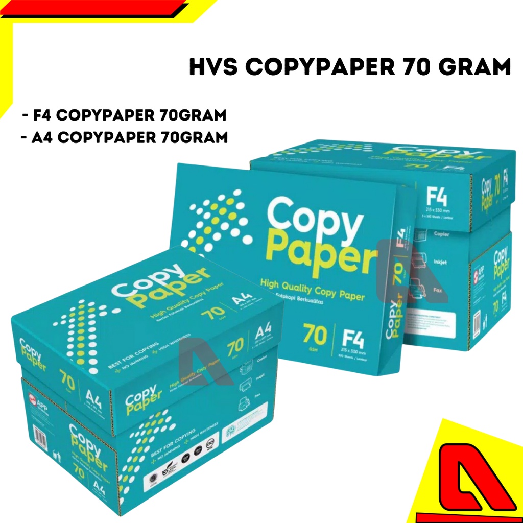 

KERTAS HVS F4 A4 70 GRAM COPYPAPER 1 RIM ECER MURAH