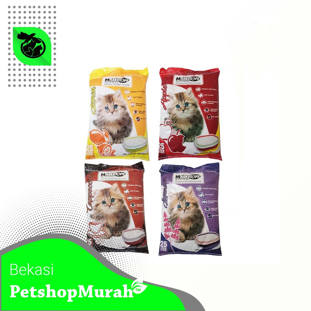 Pasir Kucing Gumpal Wangi Markotops 25lt Cat Litter Clumping Markotop 25 lt