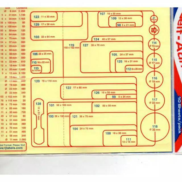 LABEL TOM &amp; JERRY 99/103/112/121/127 Self Adhesive Labels