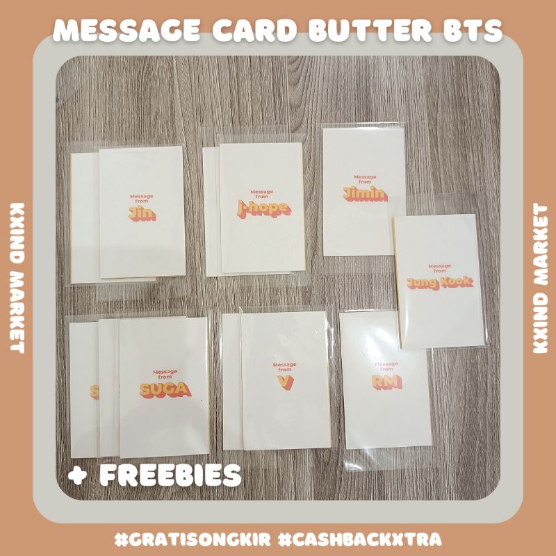 Message Card Butter BTS Taehyung Jungkook Jimin Suga Rapmonster Jin Jhope / MC butter BTS / album bu