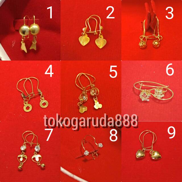 Anting anak dan dewasa emas asli kadar 700 0.5 0,5 g gr gram