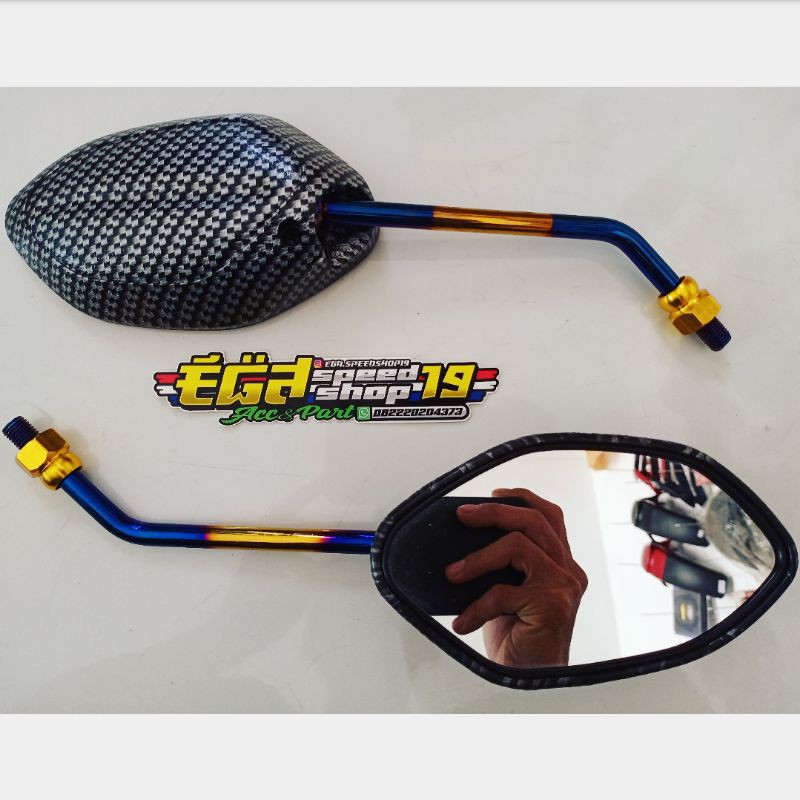 spion beat carbon tangkai panjang twotone
