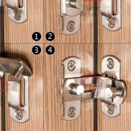 ☄ Grendel Sudut Kait / Cantol Pintu Kunci Geser Gembok Kamar Slot Jendela Gerendel ֍