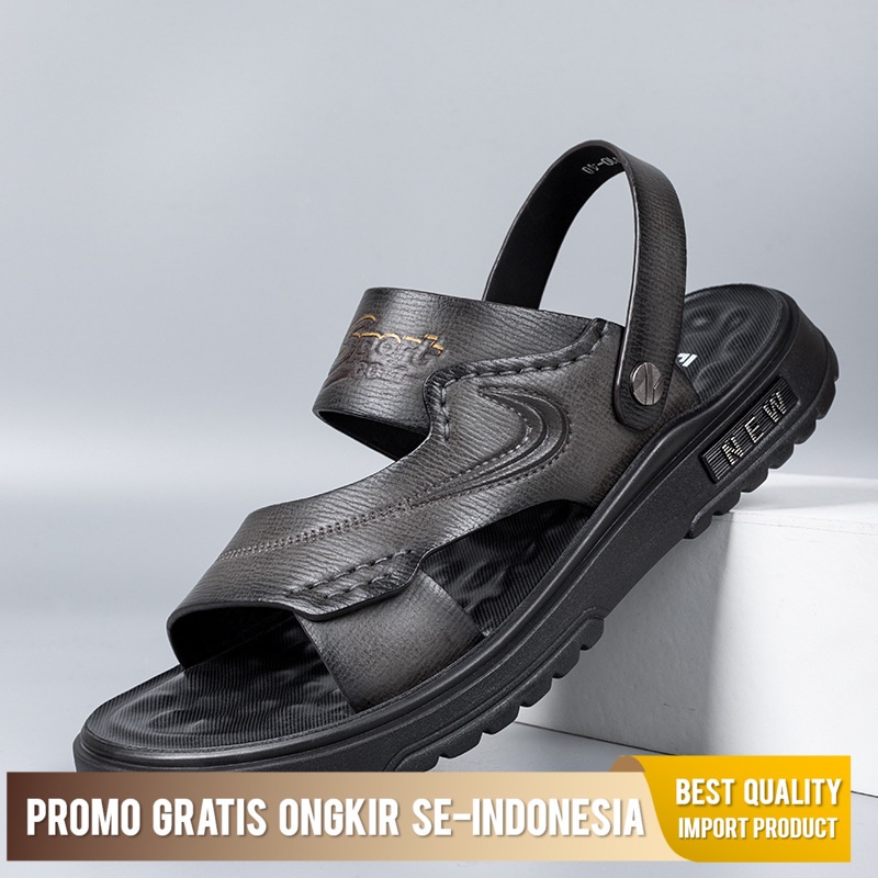 Sandal Pria Casual Sandal Laki-laki 2022 Pria Pantai Libur Kulit Modus Bernafas Tebal Sepatu