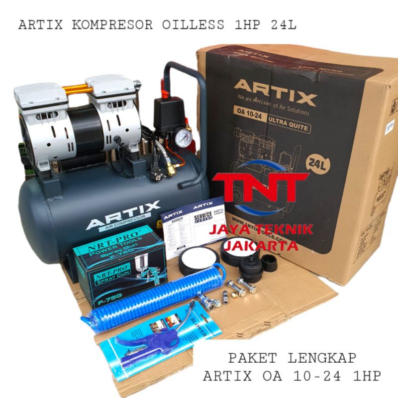 KOMPRESOR ANGIN OILLESS ARTIX OA 1024 / COMPRESSOR 1 HP ARTIX OA1024 PAKET
