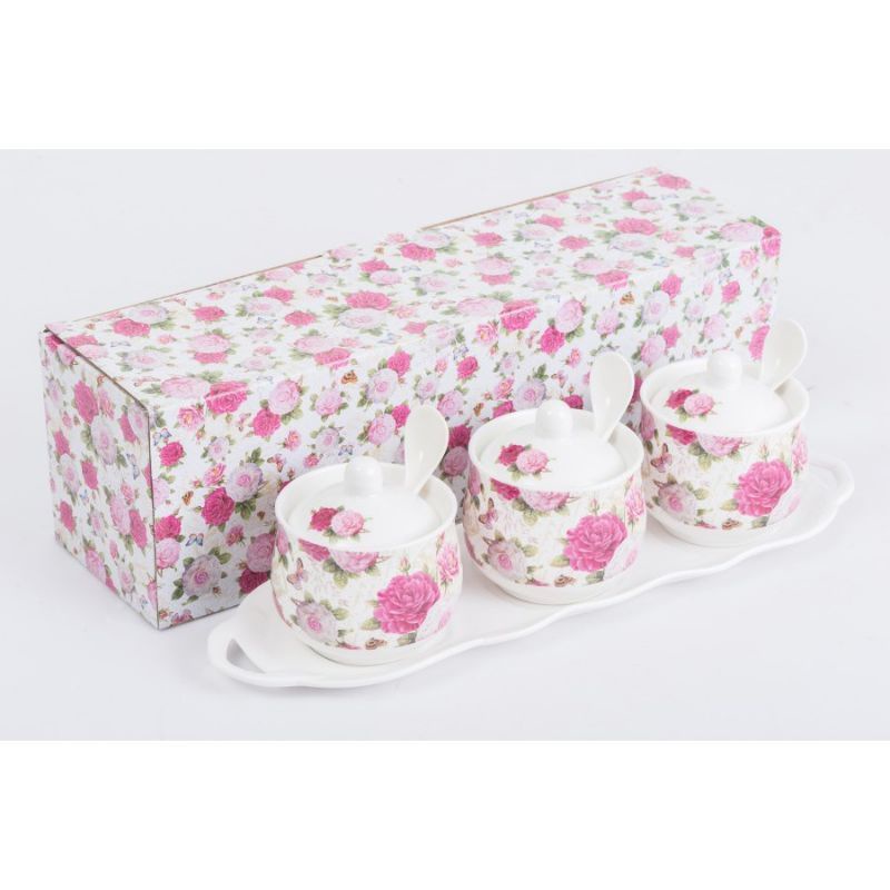 Tempat Bumbu Keramik Set 3 Pcs Shabby