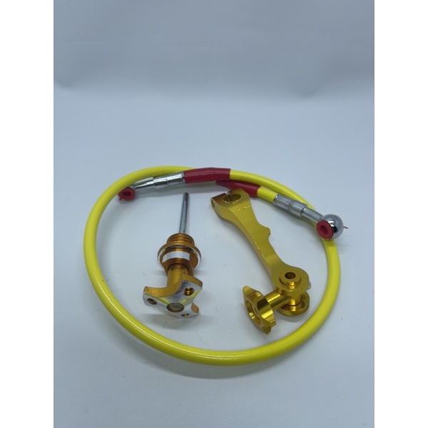 Selang Rem Belakang 65cm + Tutup Oli Jarum + Paha Rem Universal Motor Bebek Full Gold