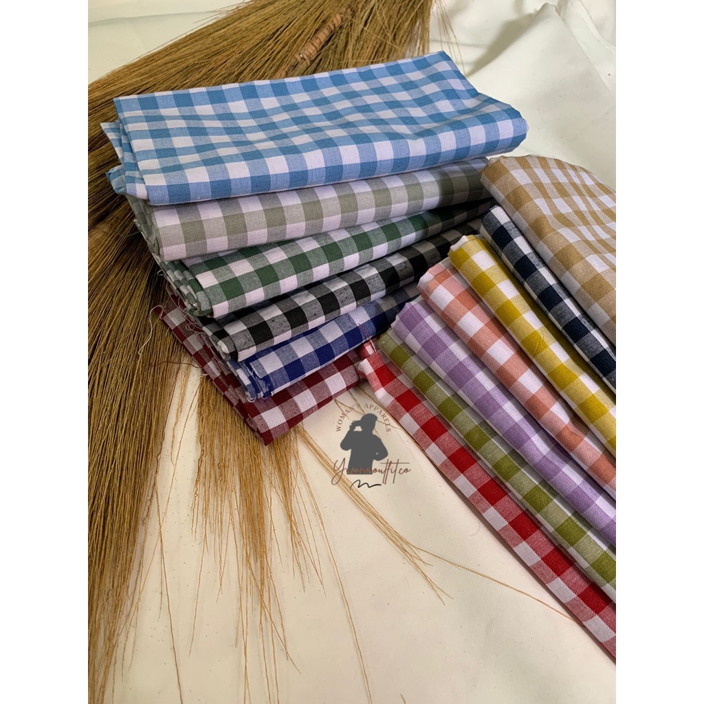 (HARGA 0,5m) KAIN KATUN SEMI LINEN KOTAK KOTAK BESAR / PLAID / TARTAN / GINGHAM / YARNDYED / KAIN KO