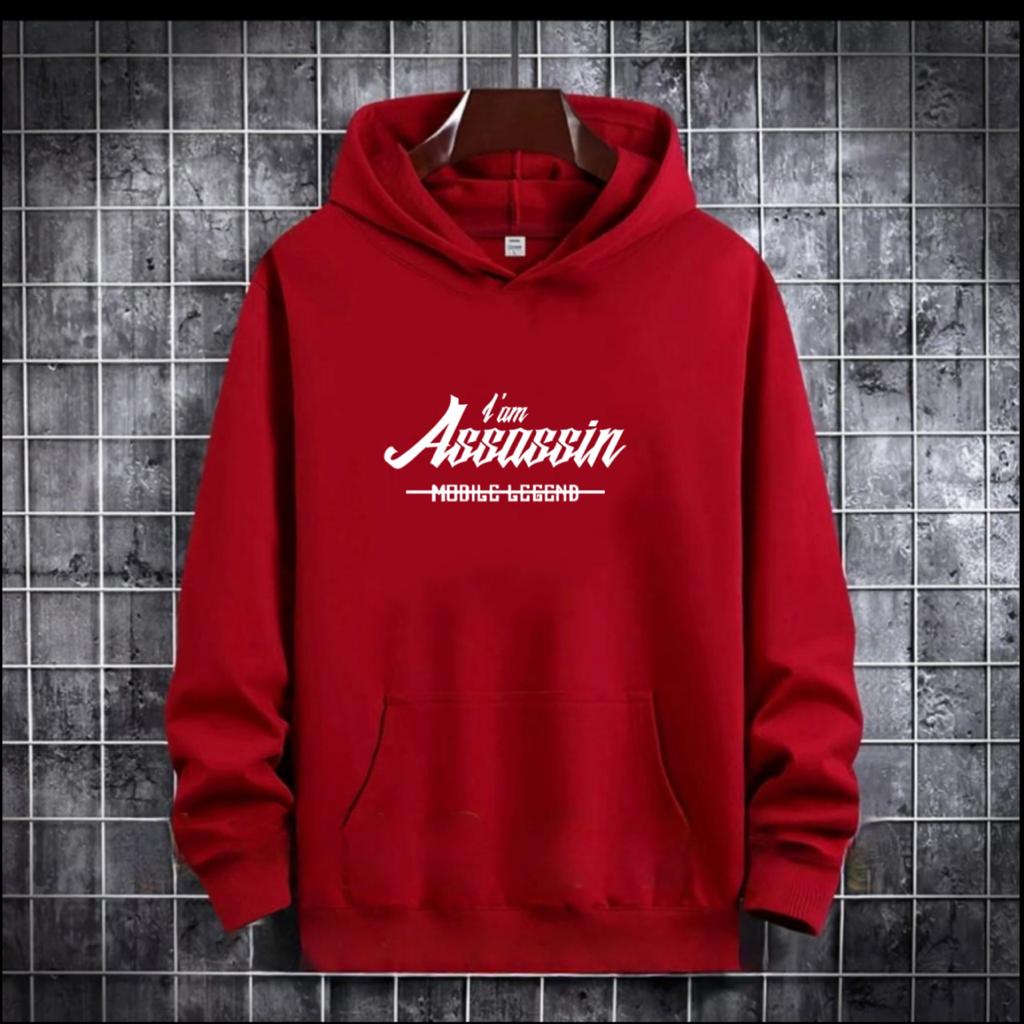 SWEATER HOODIE TULISAN I AM ASSASSIN / HOODIE MURAH TERLARIS / HOODIE POLOS / HOODIE PRIA DAN WANITA / UNISEX