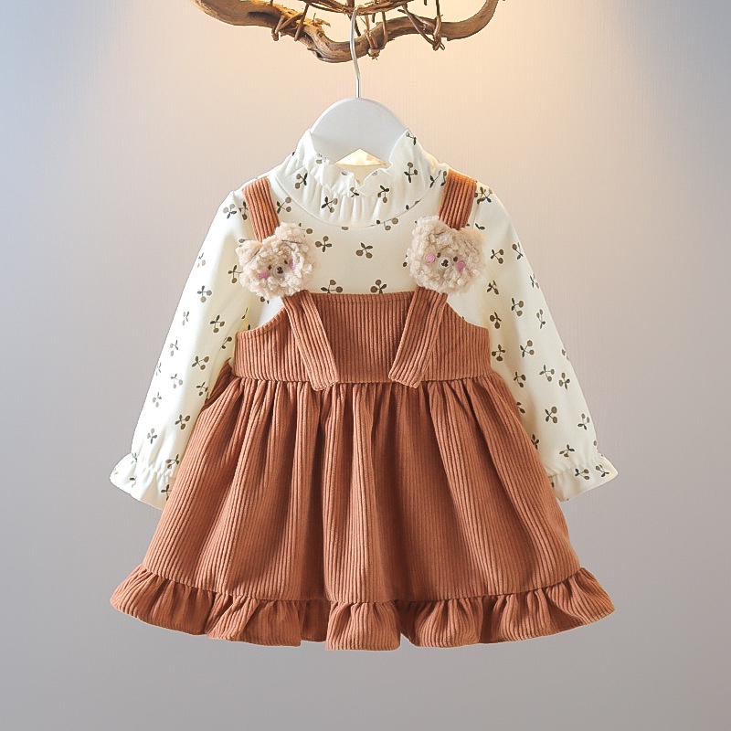 【Happy Baby】0-4Tahun Dress Lucu Rumbai Lengan Panjang Tali Depan QZ-85