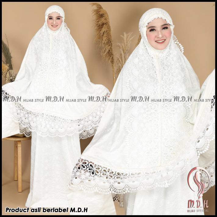 Mukenah Full Bordir Dewasa - Putih Polos