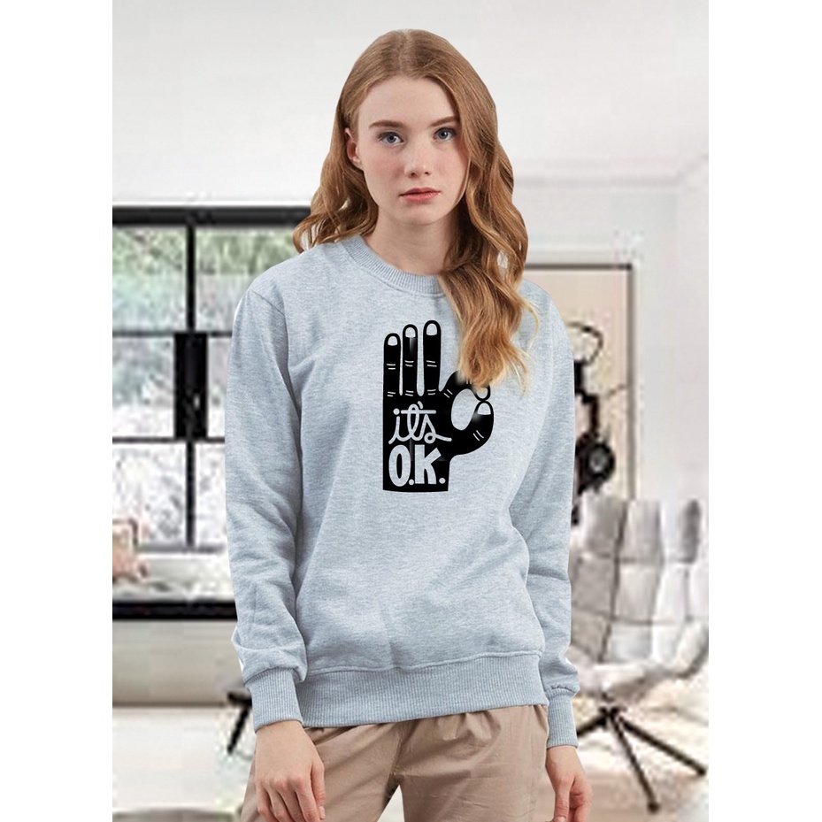 Kaos Lengan Panjang OK / Kaos Sweatshirt / Atasan Wanita / Atasan Wanita Lengan Panjang / Atasan Import / Kaos Wanita Blus