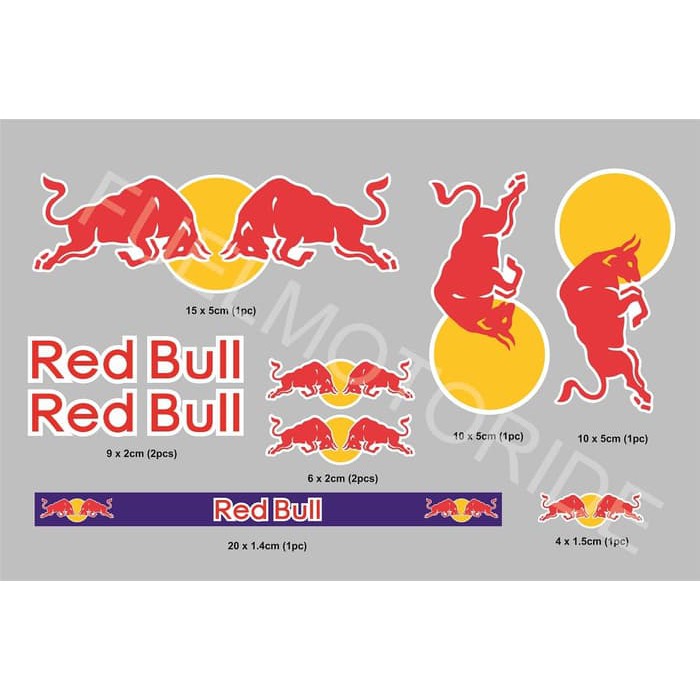 Sticker REDBULL Set utk custom Helm Motor ARAI SHOEI CBR NINJA