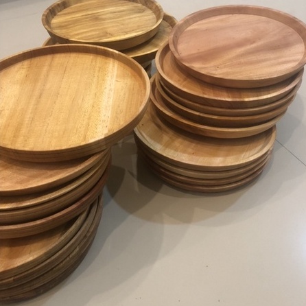 Nampan Baki 20cm Nampan Baki Bulat Kayu Wooden Tray 20cm