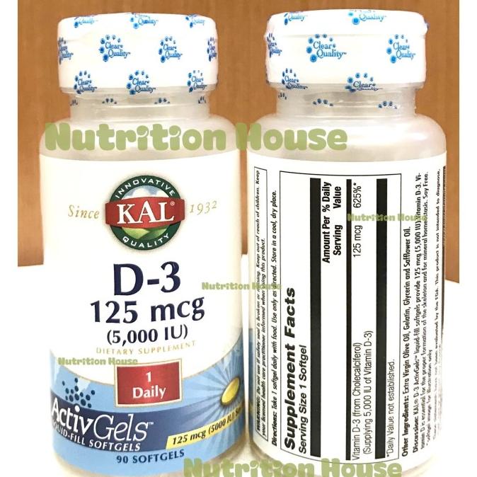 KAL Vitamin Vit D D3 5000 IU 5000iu 90 Softgel Imun Tulang Lc