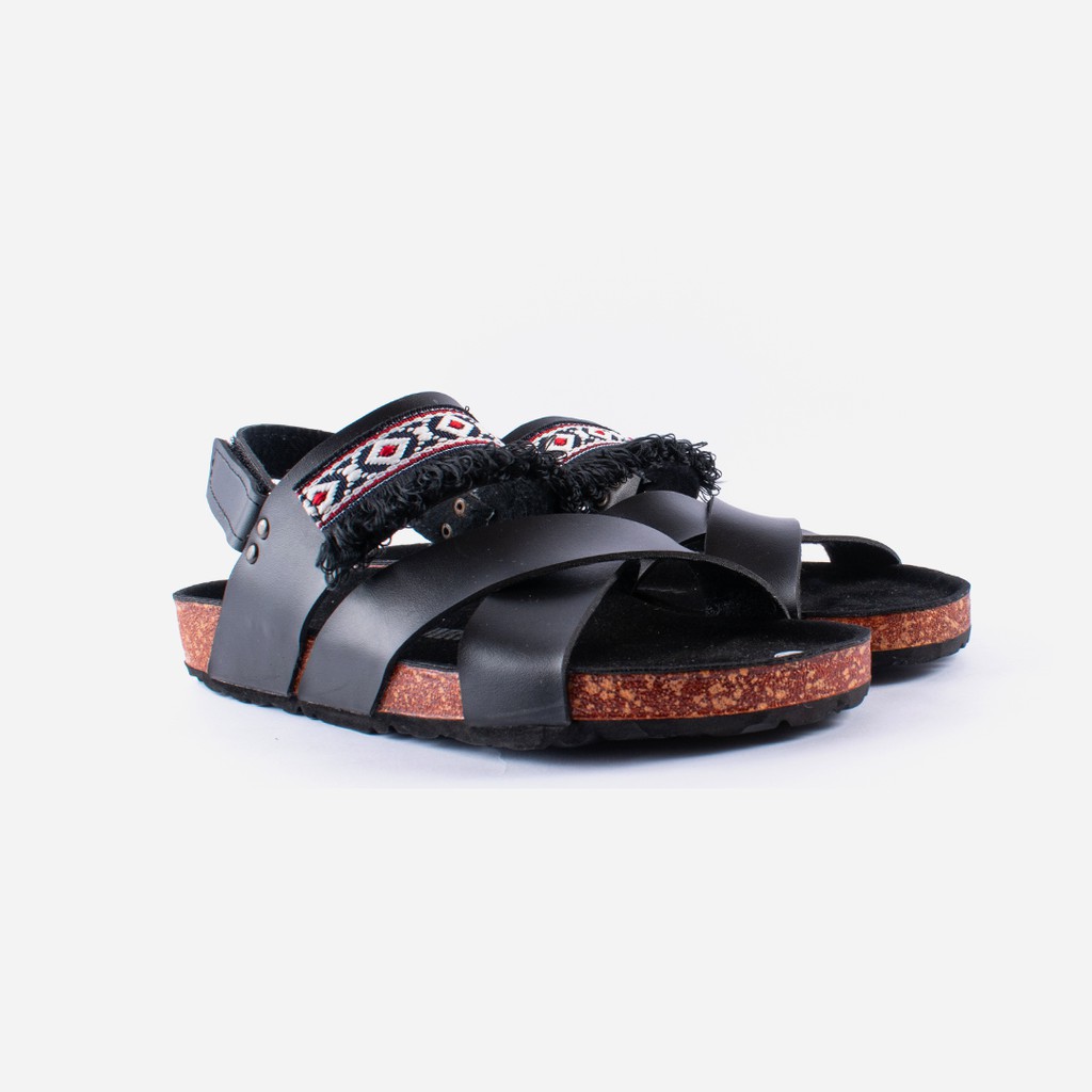 BELLA BLACK  |FORIND x Squirrel| Sendal Ori Tali Kulit Simpel Kayu Wanita/Women Sandal Footwear