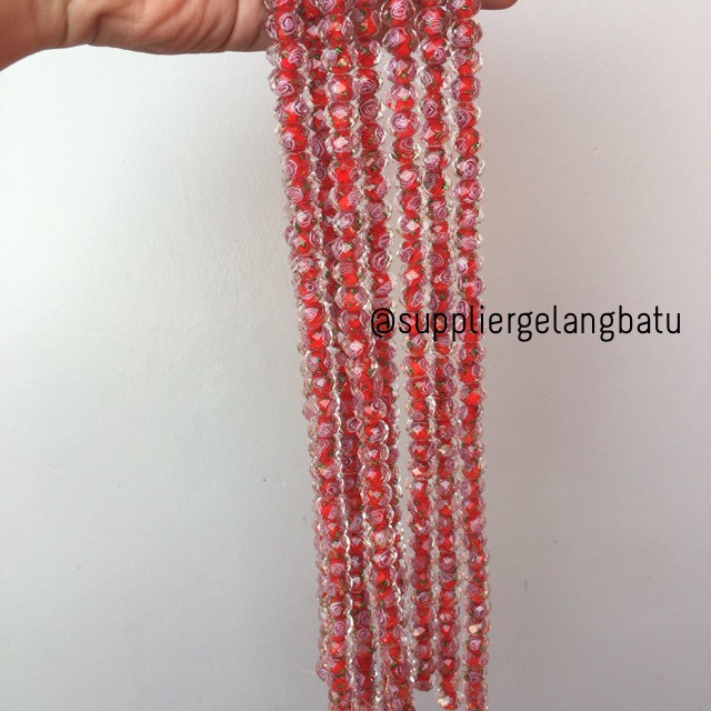 Lampwork kristal Murano 14x12mm bahan crystal ceko mawar merah premium aksesoris premium supplier