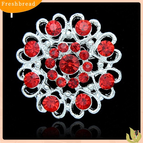 [ TERLARIS]Rhinestone Crystal Brooch Hollow Out Collar Pin Silver Plated Flower Jewelry