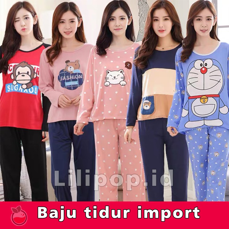 Baju Tidur Import Dewasa All Size Bahan Spandex Baby Doll Korea Murah DT HP 3/4 CP PP Lilipop