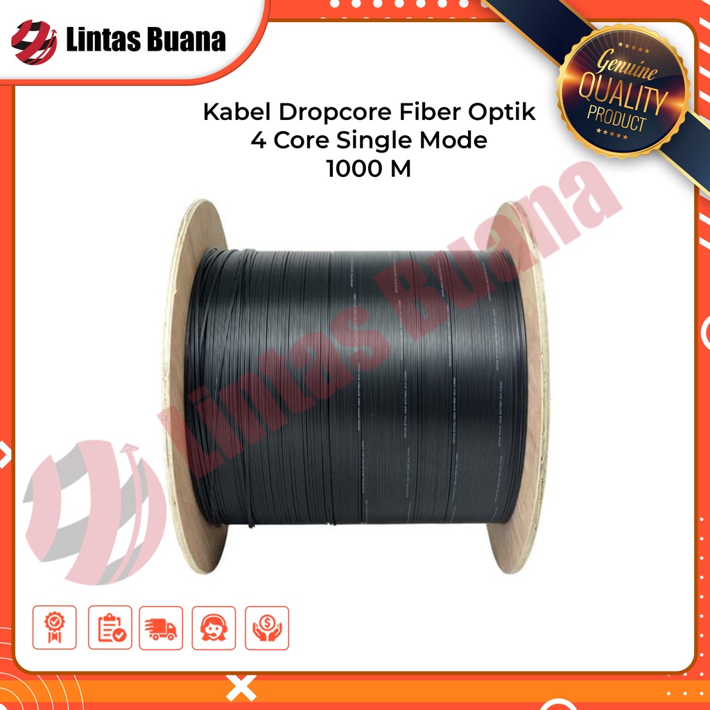 Kabel Dropcore Fiber Optik 4 Core Single Mode 1000M Fiber Tekno