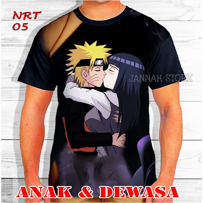 Kaos anime naruto naruhina kiss full print - NRT05