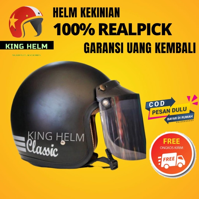 Helm Bogo Dewasa Half Face Hlm Bogo Klasik Hlem Bogo Slim Head Cowok Motor Vespa Matic Pria Kekinian