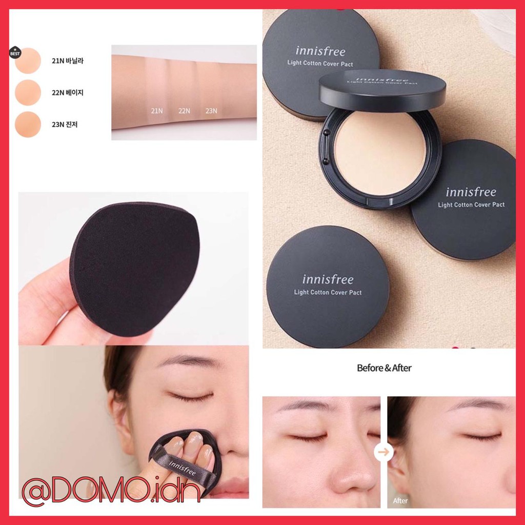 COD/ INNISFREE LIGHT COTTON COVER PACT CUSHION SPF30 PA++++ 21N 22N 23N