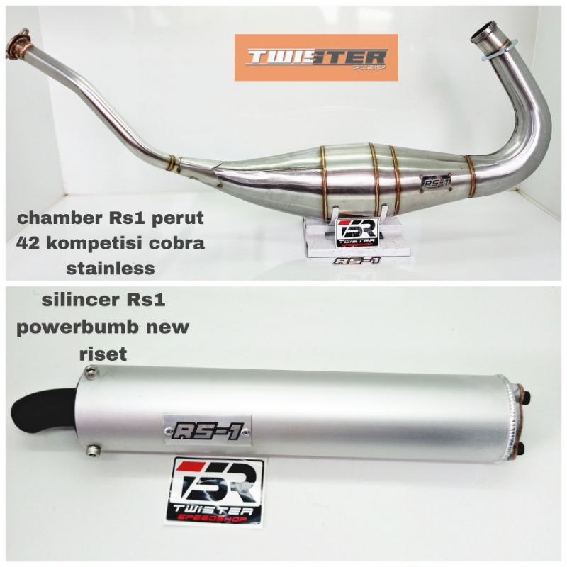 knalpot Rs1 original Ninja R/SS/RR perut 42 kompetisi cobra stainless new riset