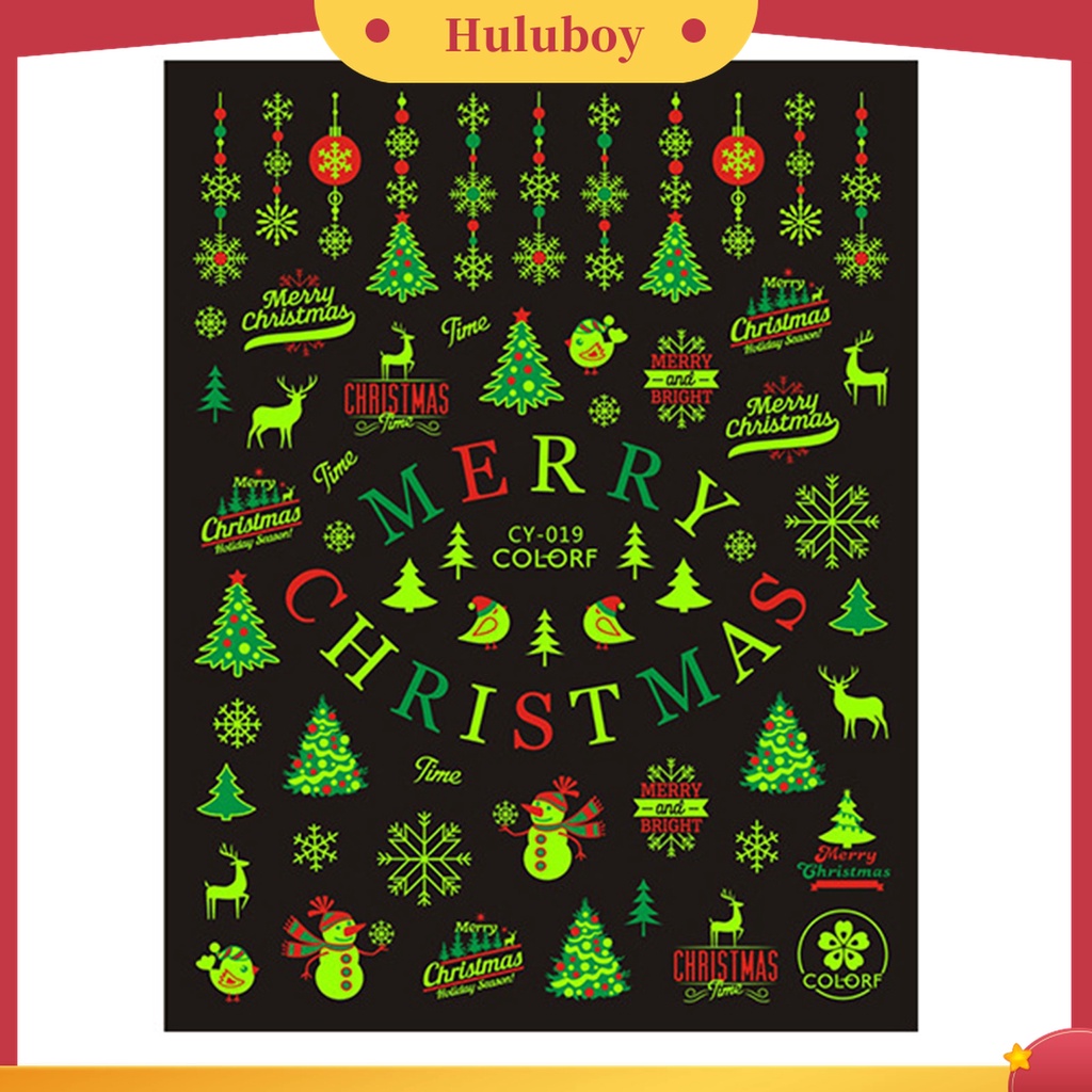 Huluboy Huluboy♡ 1 Lembar Stiker Kuku Desain Snowflake Natal Tahan Lama Untuk Salon Kecantikan
