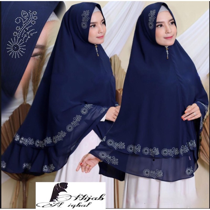 khimar jumbo 2 layer payet motif matahari