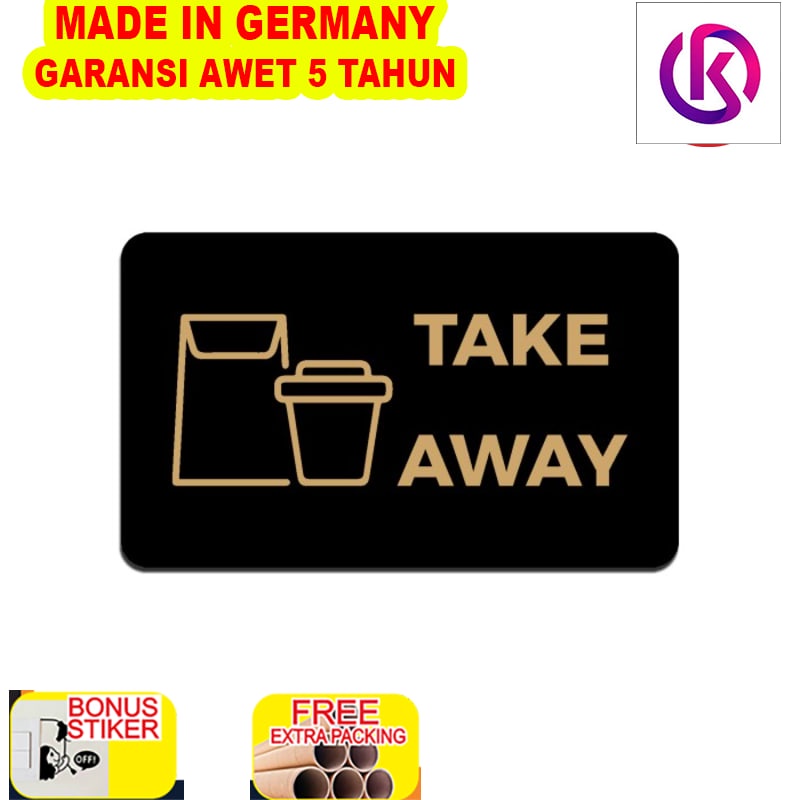 

Terlaris SIGN AKRILIK Cafe - TAKE AWAY EMAS/HITAM - Size 20x12cm