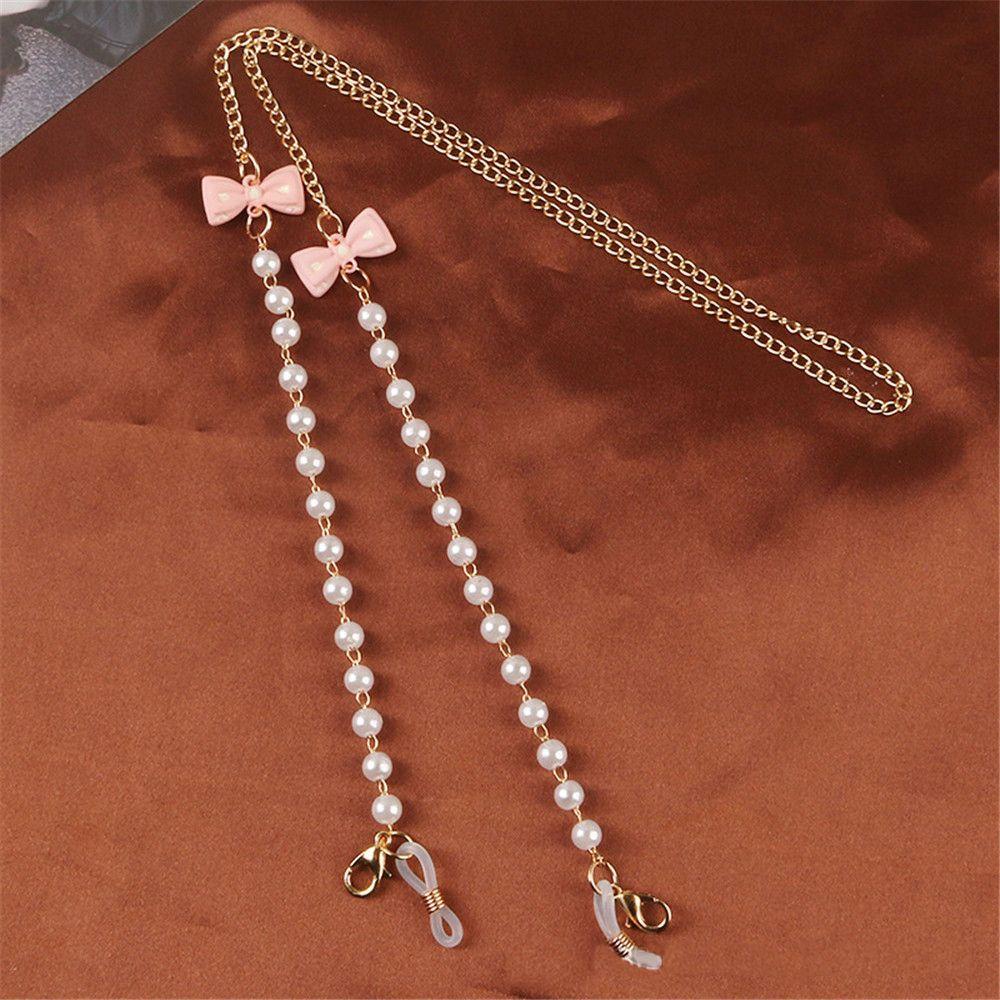 Lily Rantai Kacamata Aksesoris Kacamata Mutiara Bow-knot Holder Cord