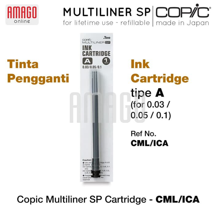 Refill COPIC Multiliner SP - Ink Cartridge A (0.03 - 0.01) - Tinta Isi Ulang - CML/ICA